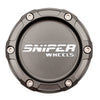 Sniper Wheels Matt Gun Metallic Centre Cap White Lettering