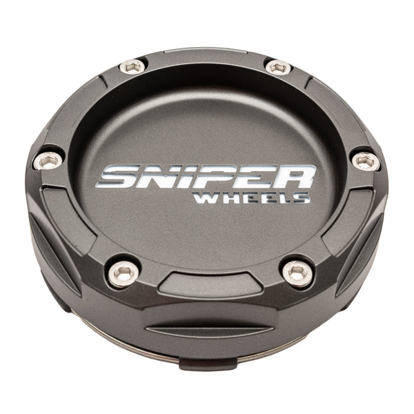Sniper Wheels Matt Gun Metallic Centre Cap White Lettering – sniperwheels